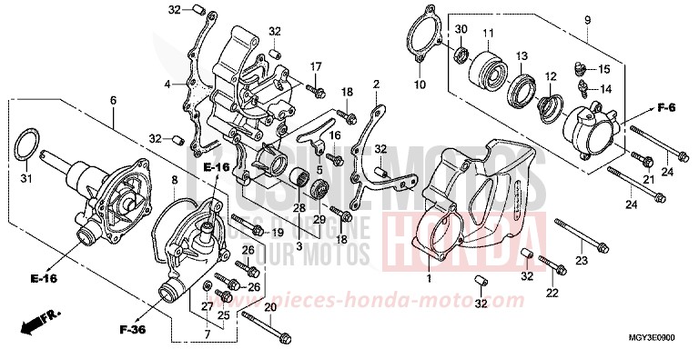 POMPE A EAU de VFR800X "Crossrunner" PEARL FADELESS WHITE (NH341) 2013